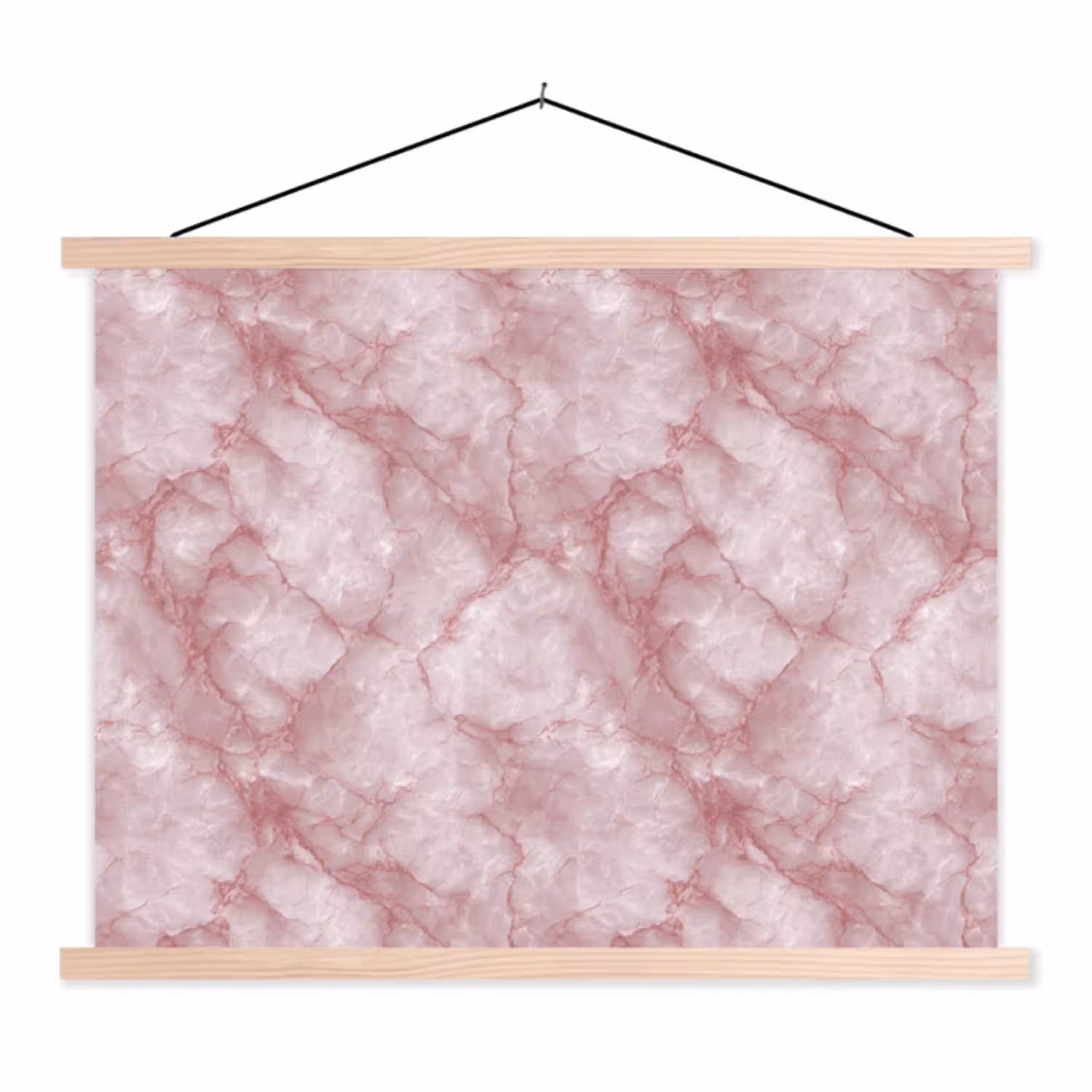 Roze - Kwartsmarmer - Aders textielposter latten blank klein 122 -3d