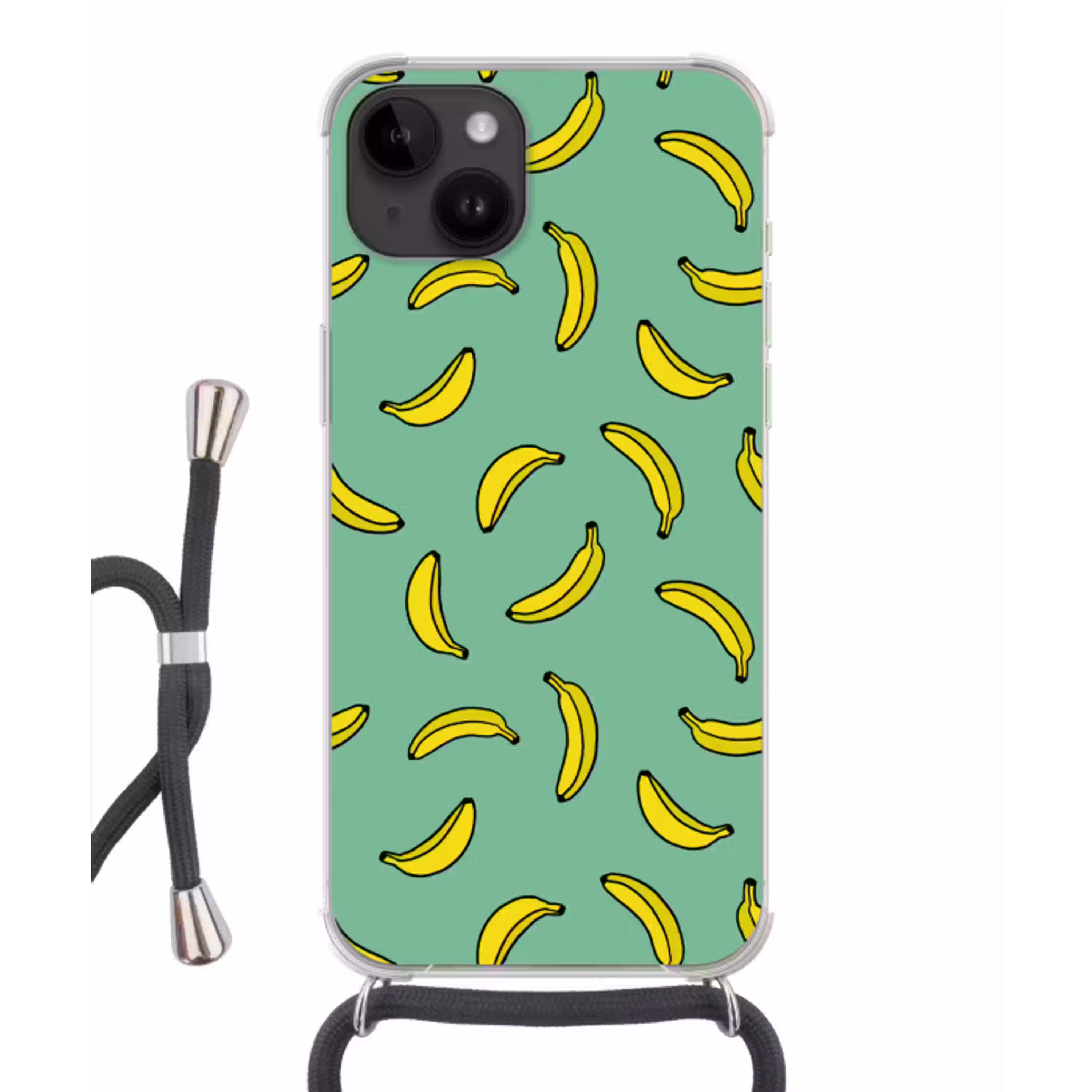 Bananen - Geel - Groen - Print Crossbody Case iPhone 14 middel -3d