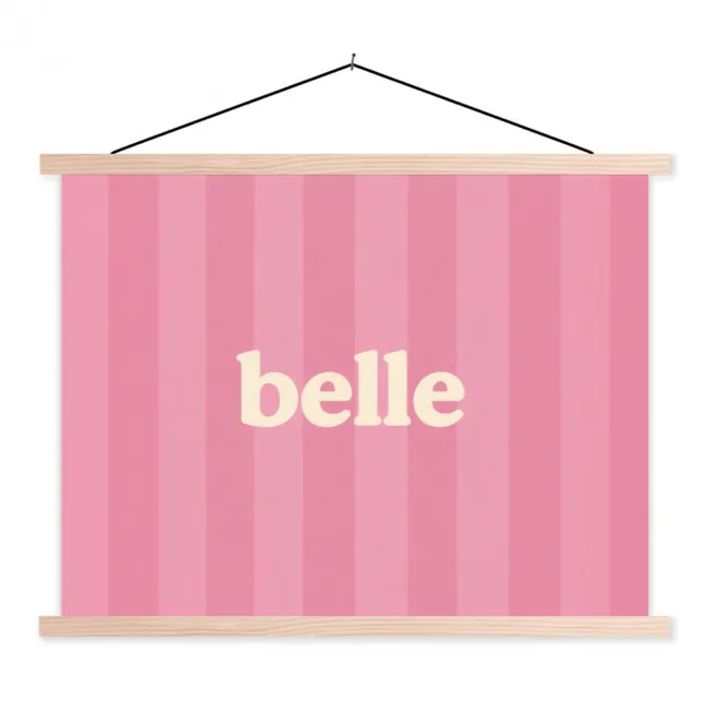 Roze - Gestreept - Belle textielposter latten blank klein -3d