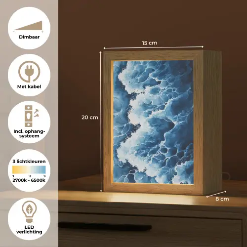 Golven - Blauw - Schuim Light Box met kabel (Tafellamp) klein -USP_NL