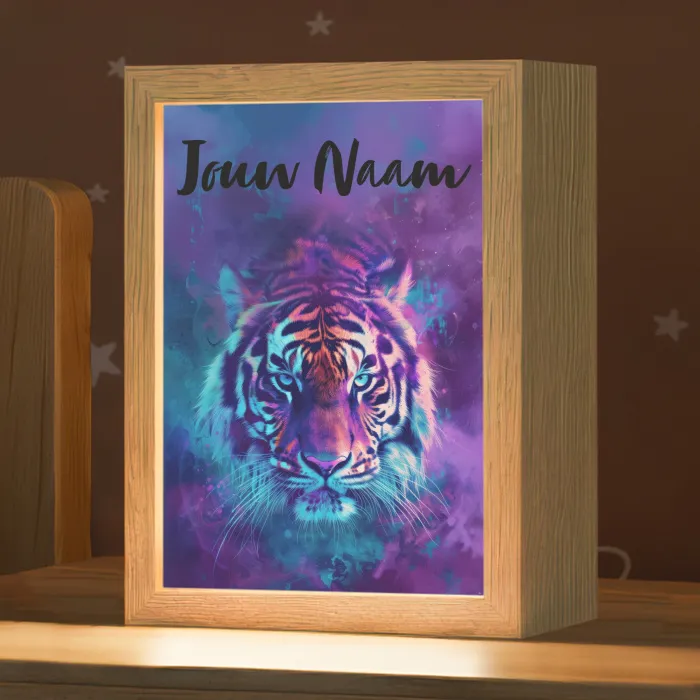 Tijger - Kleurrijk - Rook - Dieren Light Box met kabel (Kinderlampje) klein -zzz_3d_website