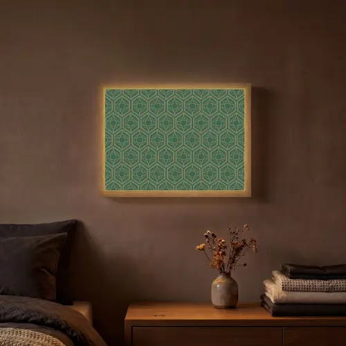 Geometrisch - Patroon - Groen Light Box met batterij (Wandlamp) middel 907 -sfeer4