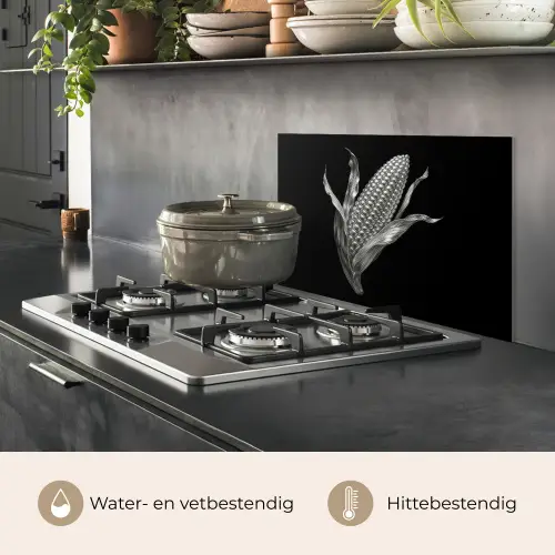 Maïskolf - Glanzend metaal - Elegant keuken achterwand spatscherm klein -usp_NL