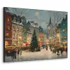 Kerstsfeer - Stadsplein - Kleurrijk Textielframe zwart klein -3d