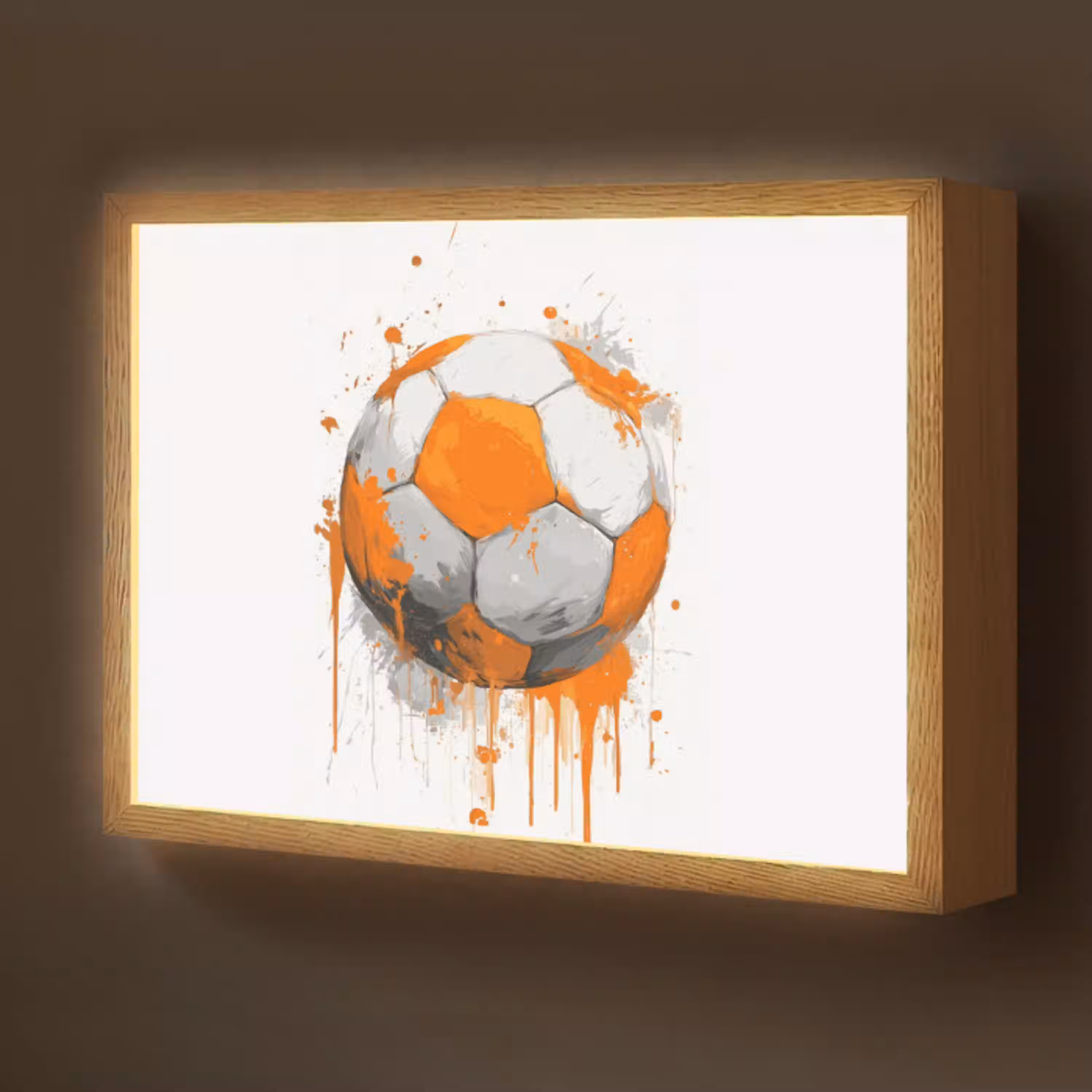 Voetbal - Abstract - Oranje - Verfspatten Light Box met batterij (Wandlamp kind) middel -z3d_website