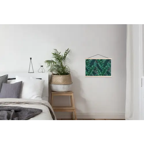 Bladeren - Tropical - Jungle textielposter latten blank klein -woonkamer