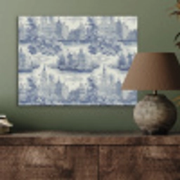 Huizen - Bomen - Water - Vogels - Blauw PET vilt klein 837 -sfeer2