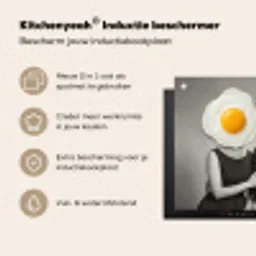 Ontbijt - Koppel - Ei - Brood Inductie beschermer vinyl 3mm middel -zzzzzzusp-haakje_NL