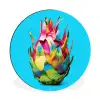 Drakenfruit - Blauw - Levendig Wandcirkel aluminium klein -3d