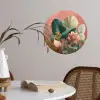 Tropische bladeren - Bloemen - Roze - groen Wandcirkel behangsticker klein -sfeer3