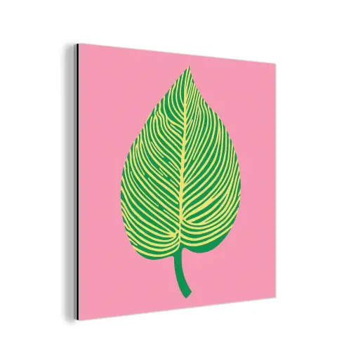 Illustratie - Blad - Minimalistisch - Groen aluminium wit klein -3d