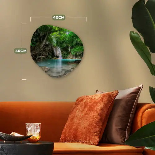 Jungle - Waterval - Planten - Water - Natuur Wandcirkel Organisch Forex 3mm klein -sfeer3