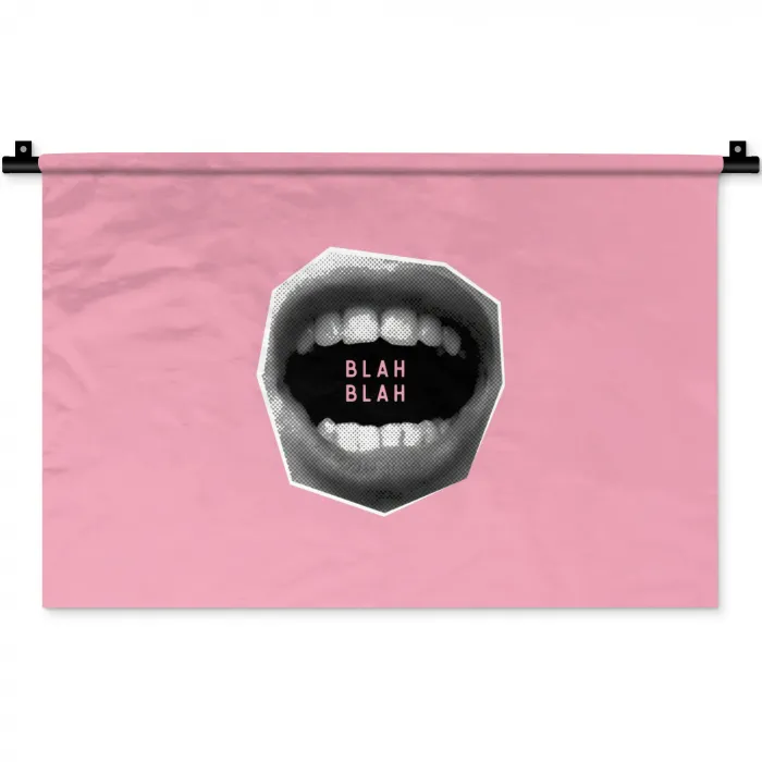 Mond - BLAH BLAH - Roze Wandkleed katoen klein -zz3d