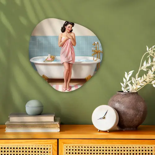 Badkamer - Vrouw - Roze Wandcirkel Organisch Forex 3mm klein -sfeer2