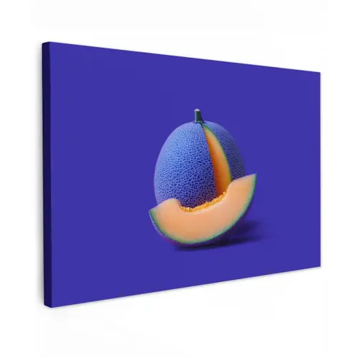 Meloen - Blauw - Oranje - Kunstzinnig canvas 2cm klein -z3d