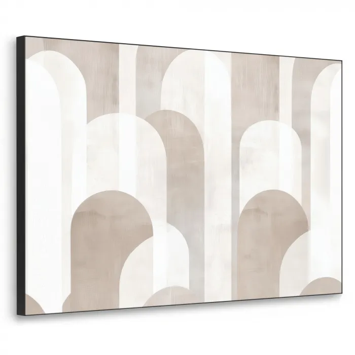 Abstracte bogen - Modern - Beige Textielframe - compleet frame klein -3d