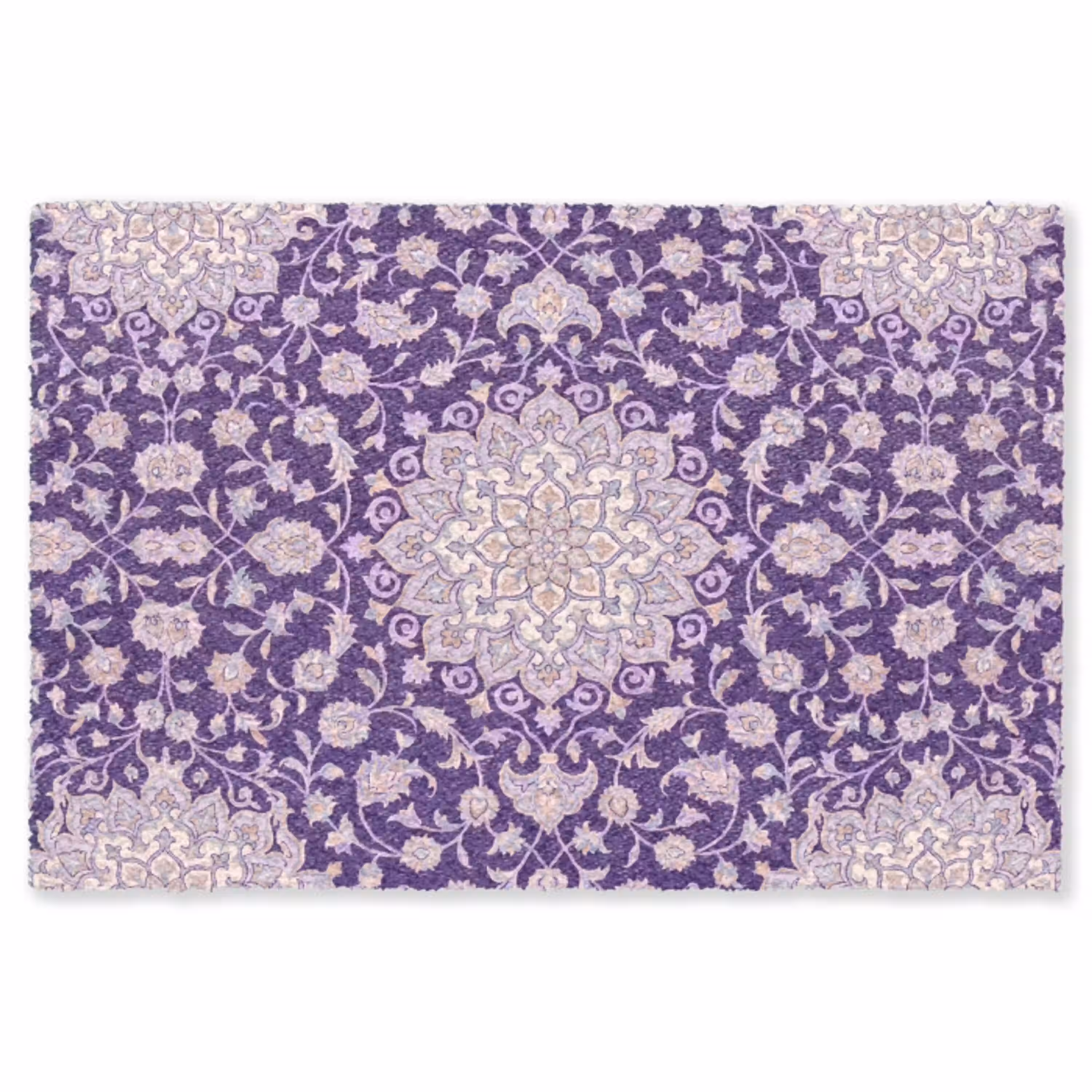 Patroon - Medallion - Oosters - Paars - Decoratie Vloerkleed Rechthoek klein -3d