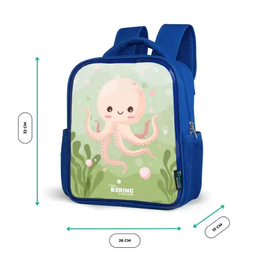 Roze octopus met een lach Kinderrugzak - Blauw middel -productfoto_formaten