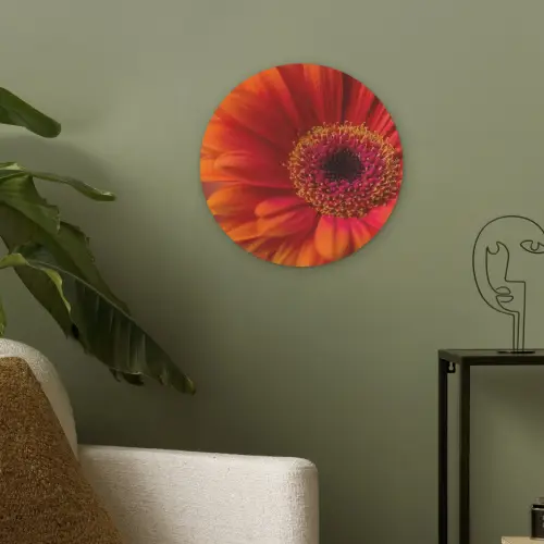 Oranje - Gerbera - Intens Akoestische PET Vilt - Rond klein -sfeer2