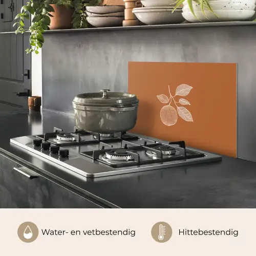 Sinaasappel - Getekend - Bladeren - Bruin keuken achterwand spatscherm klein -usp_NL
