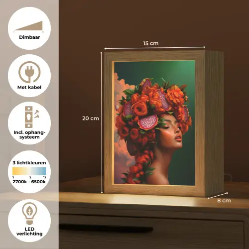 Vrouw - Drankenfruit - Rozen Light Box met kabel (Tafellamp) klein -USP_NL