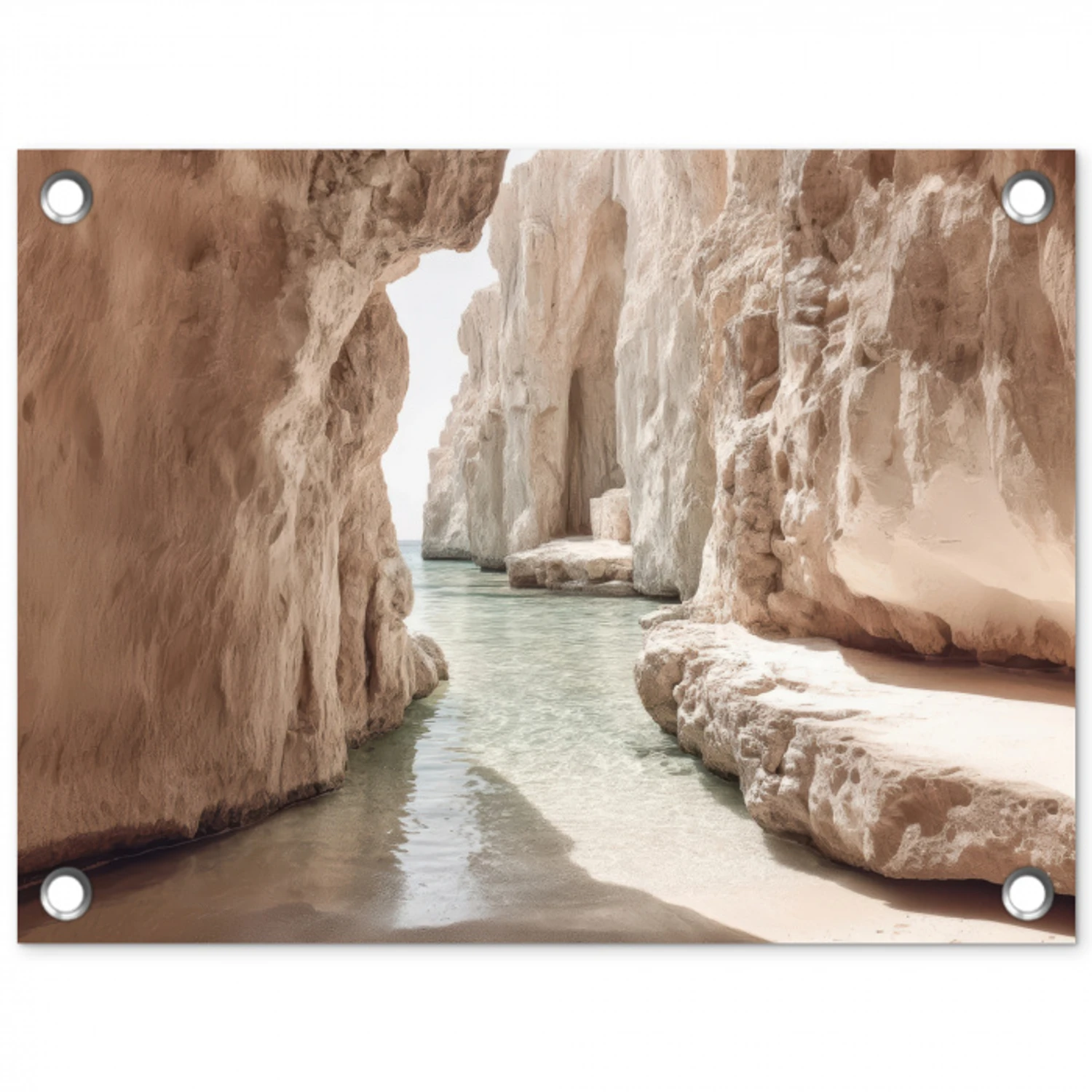 Rotsen - Zee - Zand - Kloof tuinposter los doek klein -3d