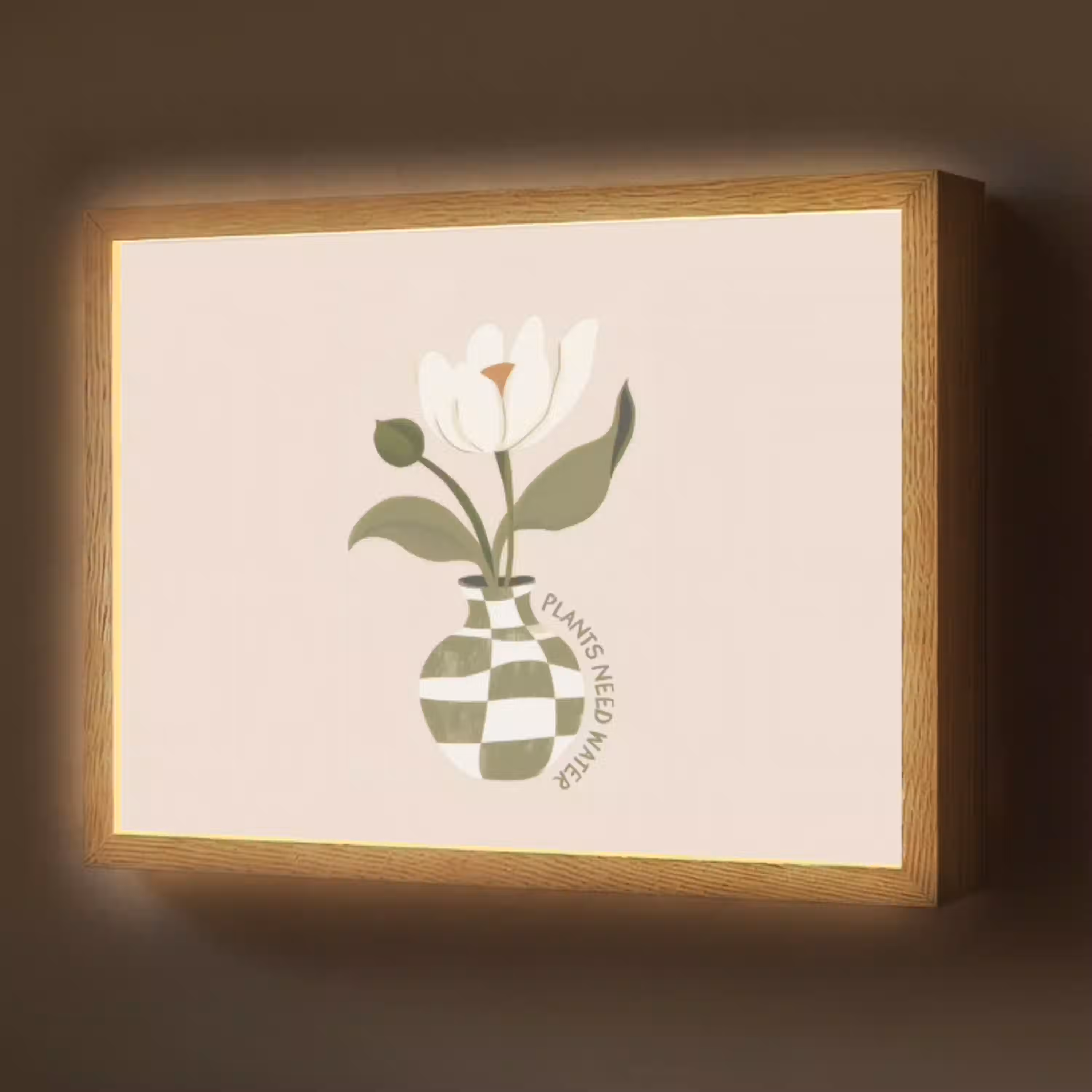Bloem - Wit - Vaas - Quote Light Box met batterij (Wandlamp) middel -z3d_website