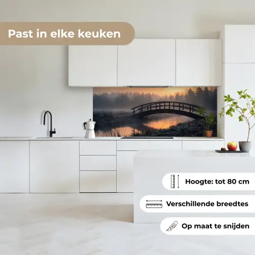 Brug - Mist - Bomen - Water keuken achterwand 2 middel -sfeer4_NL