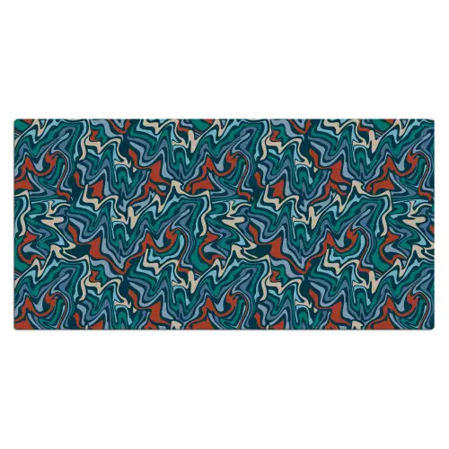 Golven - Retro - Blauw - Patroon Muismat XXL klein 681 -3d_leeg