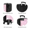 Roze achtergrond met witte stippen NBS - Handbagage koffer - Unisex middel zzzzzzzbolletjes_ENG