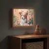 Hond - Bloemen - Roze Light Box met batterij (Wandlamp kind) middel -sfeer5_kind