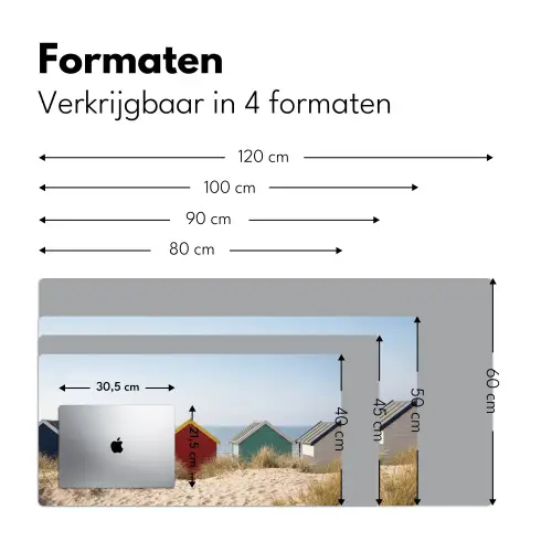 Strand - Huisjes - Kleurrijk - Duinen Muismat XXL klein -sfeer5