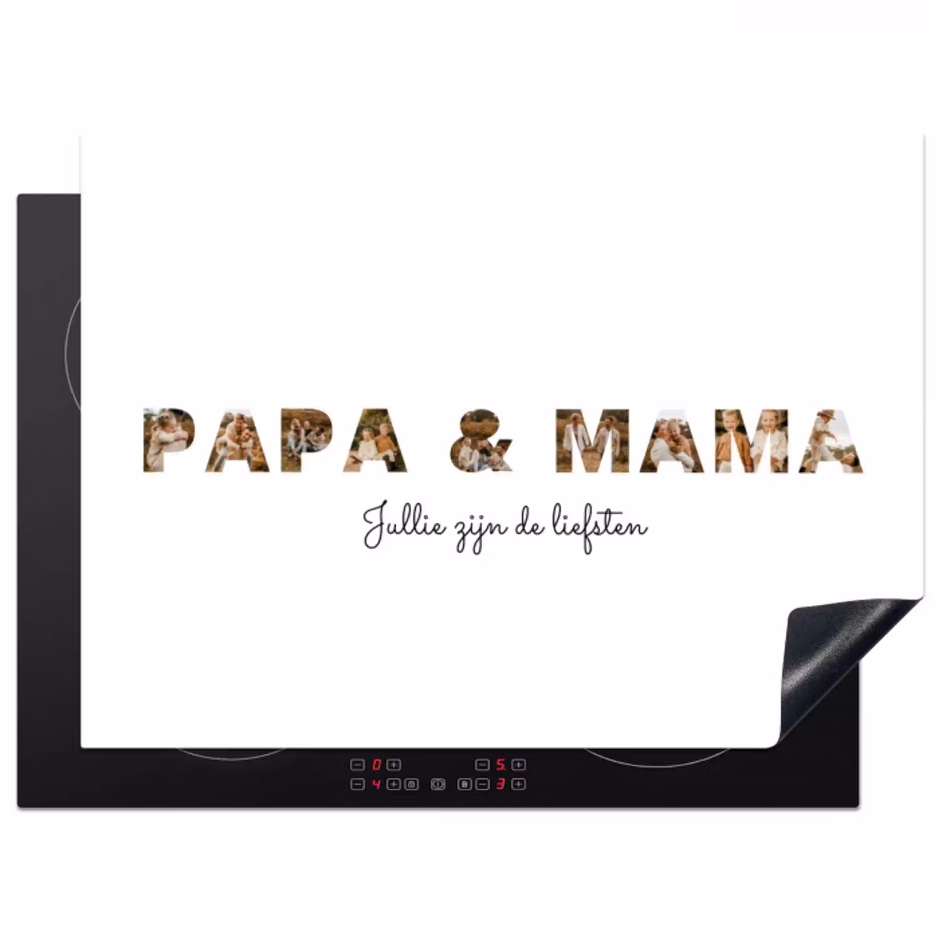 Papa & Mama - Lettercollage Inductie beschermer vinyl 3mm klein -3d