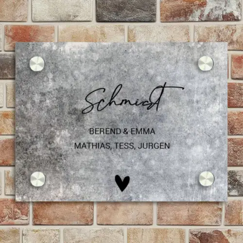 Beton - Sierlijk Naambord Rechthoek middel -sfeer3