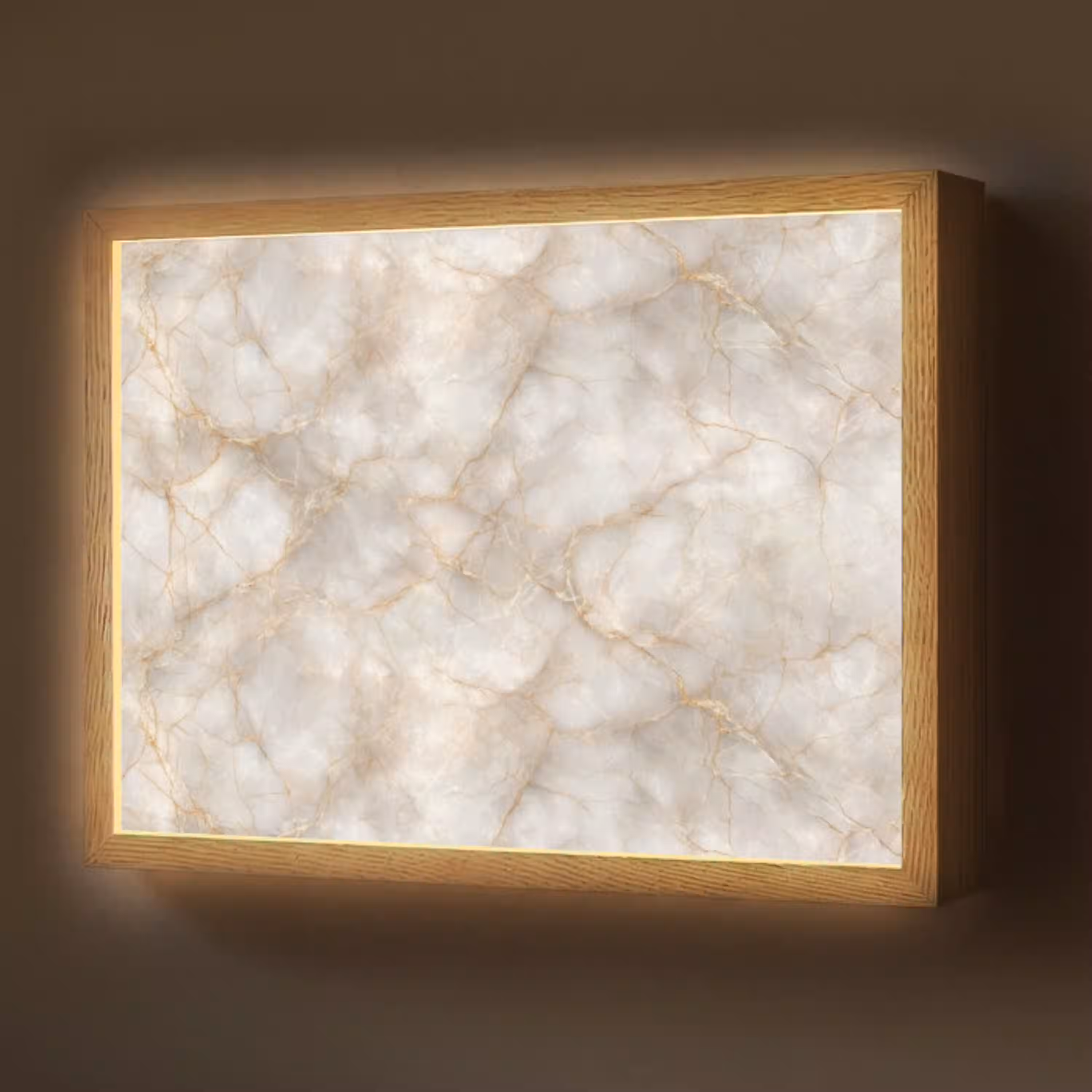 Zandkleurig - Marmer - Natuursteen Light Box met batterij (Wandlamp) middel 907 -z3d_website