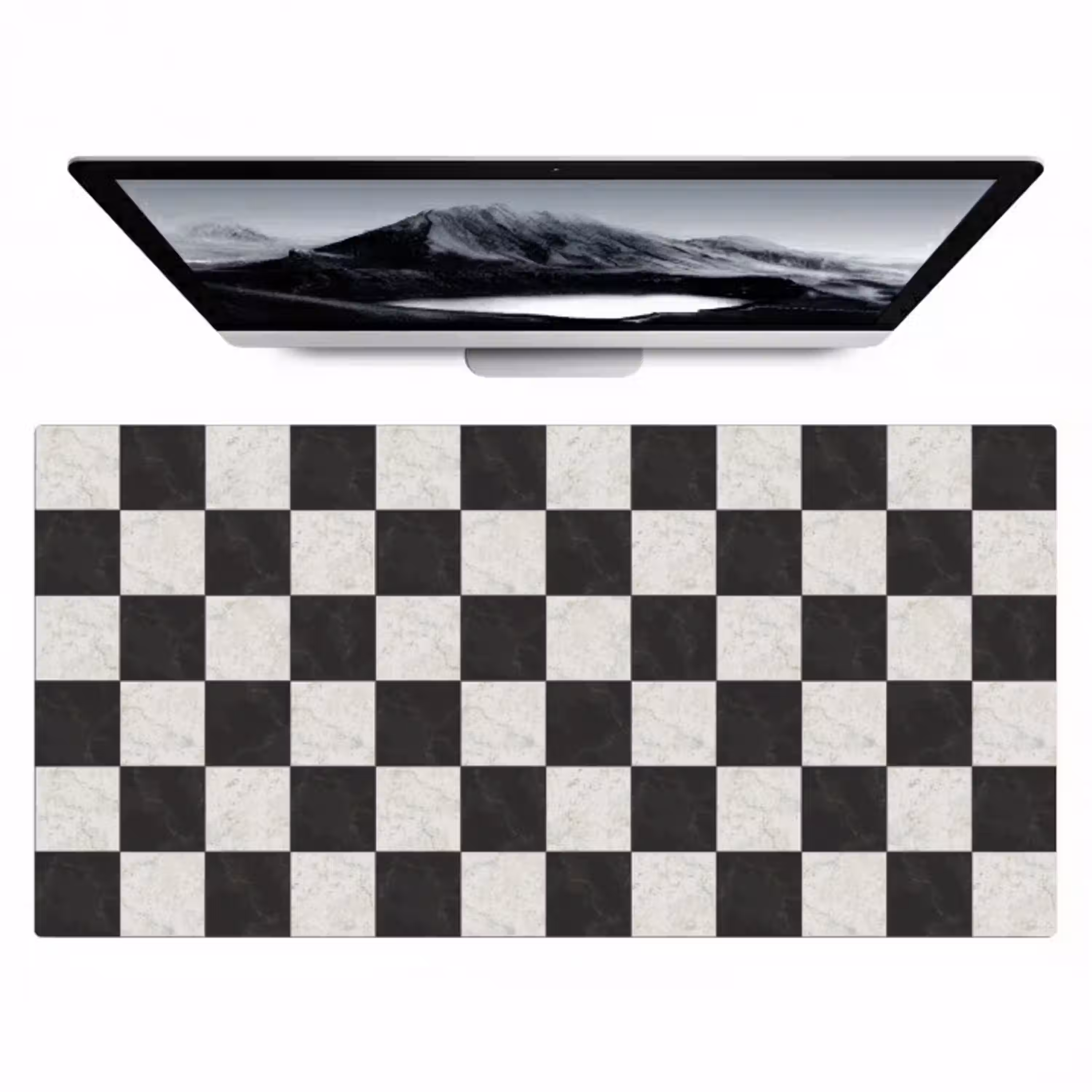 Dambord - Marmer - Zwart - Wit Muismat XXL klein 681 -zzz3d