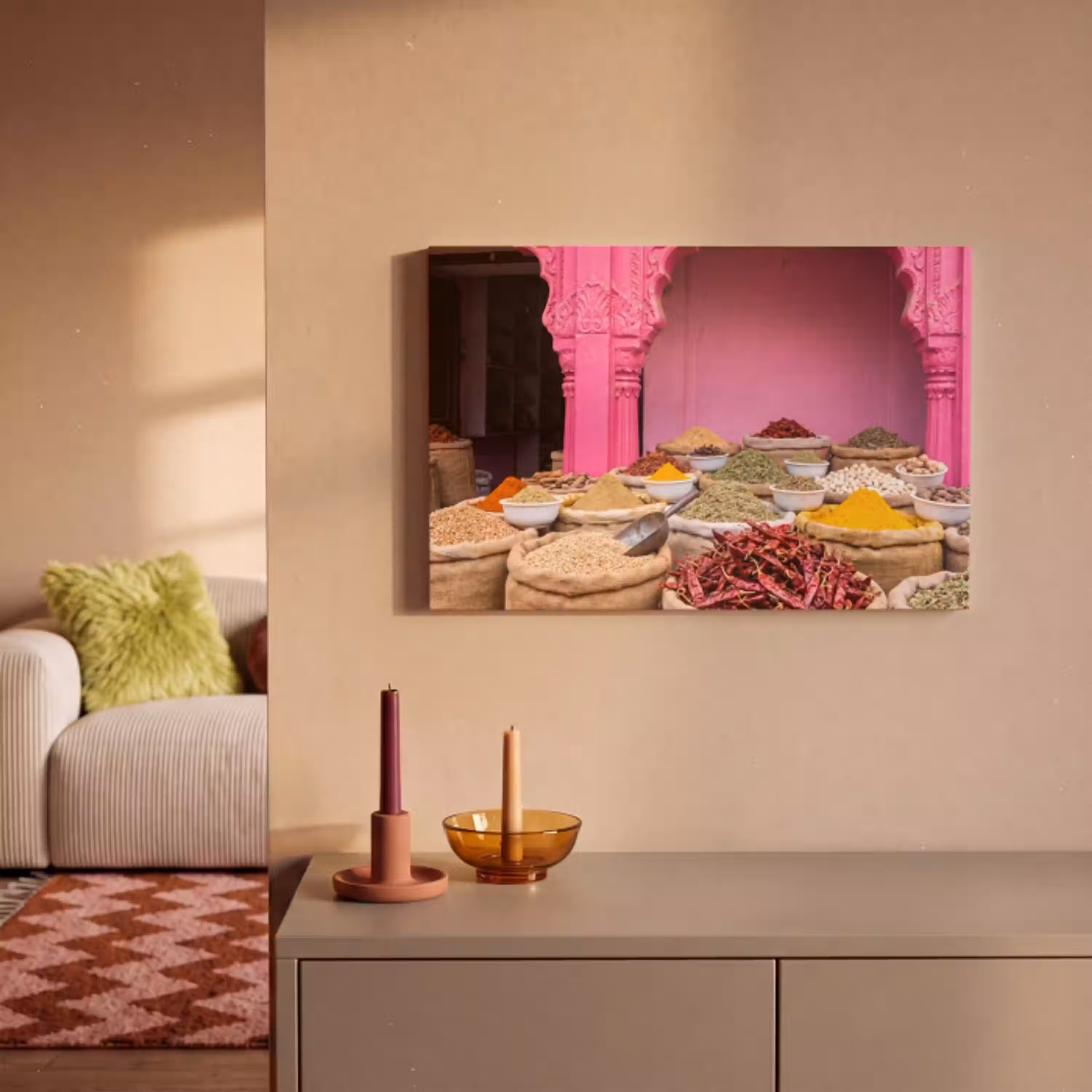 Kruiden - Markt - Roze canvas 2cm klein -sfeer1