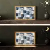 Patroon - Blauw - Vierkanten Light Box met kabel (Tafellamp) klein -sfeer3