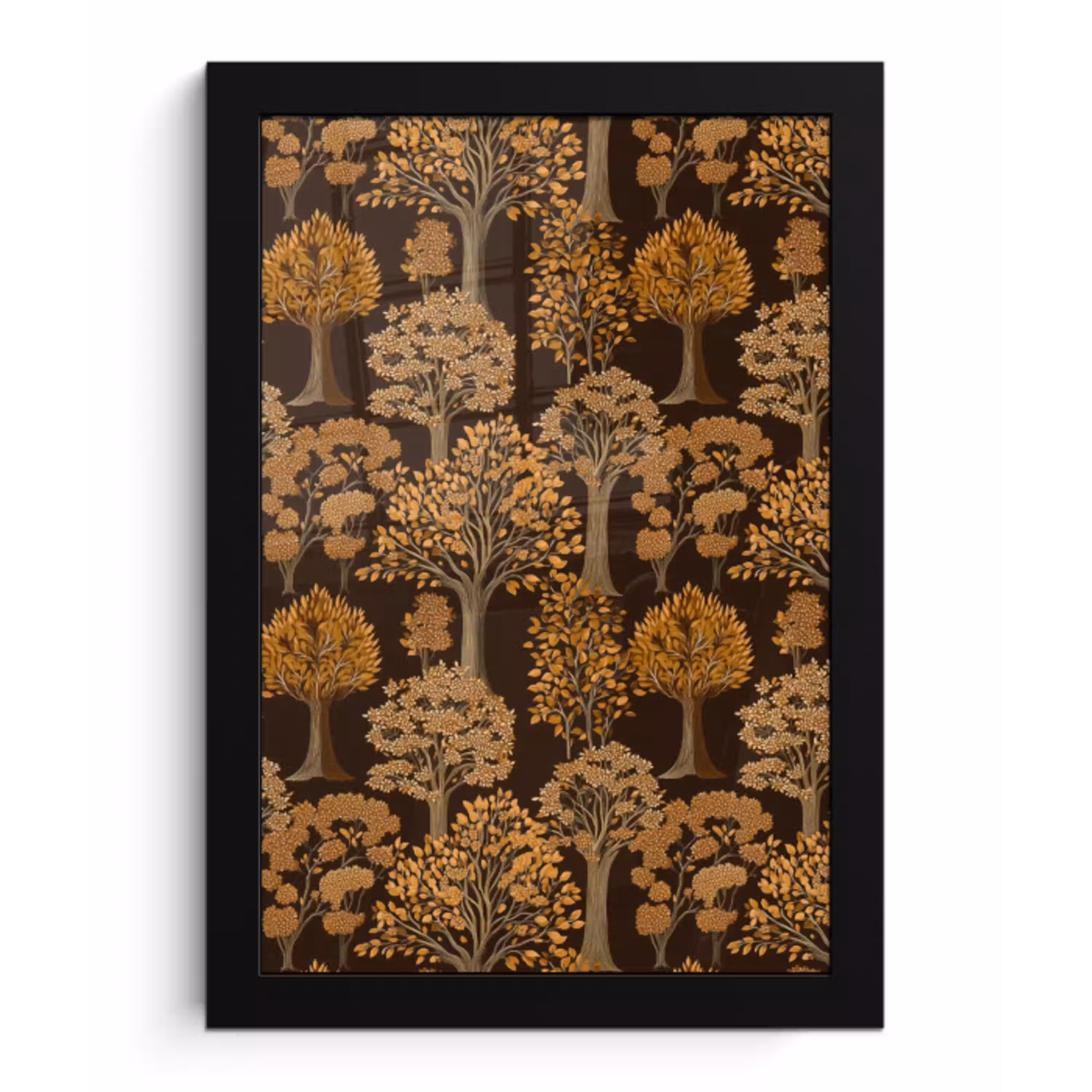Bomen - Patroon - Bruin fotolijst zwart zonder passe partout klein 224 -3d