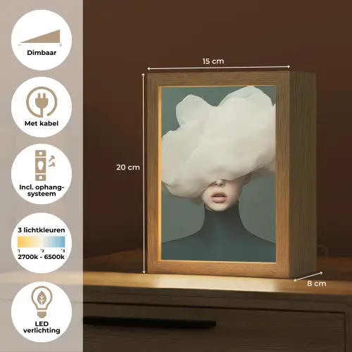 Hoed - Vrouw - Beige Light Box met kabel (Tafellamp) klein -USP_NL