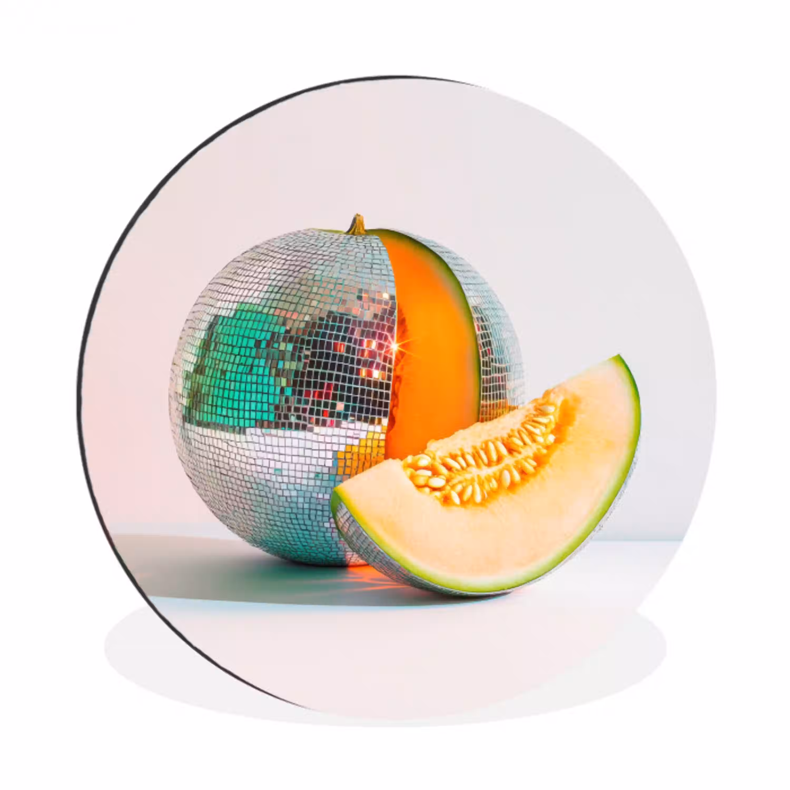 Disco - Discobal - Meloen - Pastel Wandcirkel aluminium klein -3d