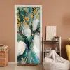 Boom - Modern - Verflook - Turquoise - Goud deurposter klein -sfeer1