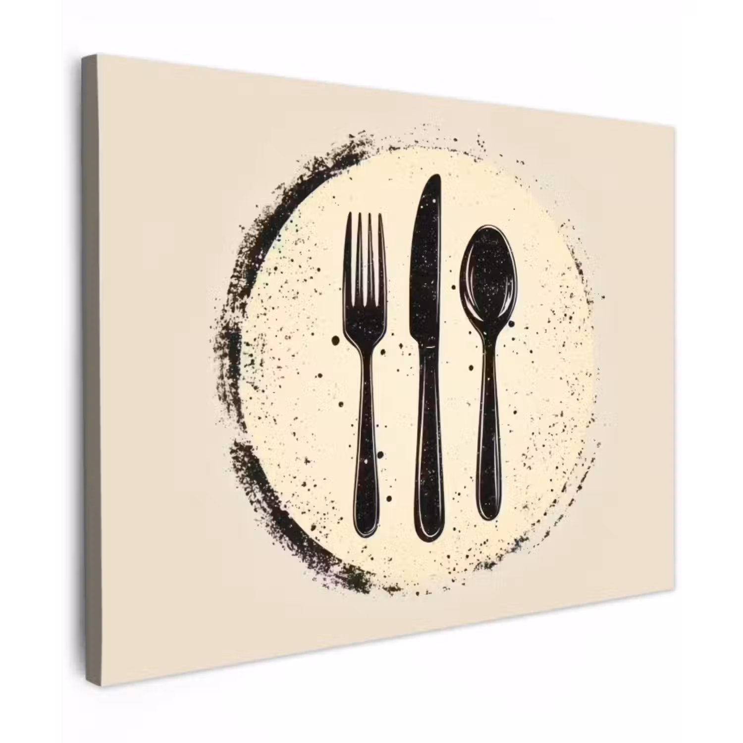 Canvas schilderij - Zwart - Bestek - Rondje