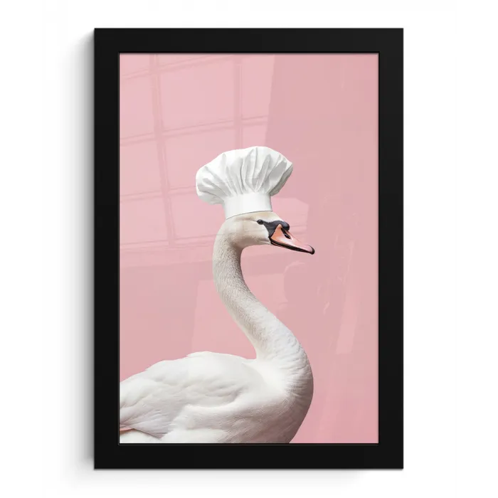 Zwaan - Koksmuts - Mooi - Klassiek fotolijst zwart zonder passe partout klein -3d