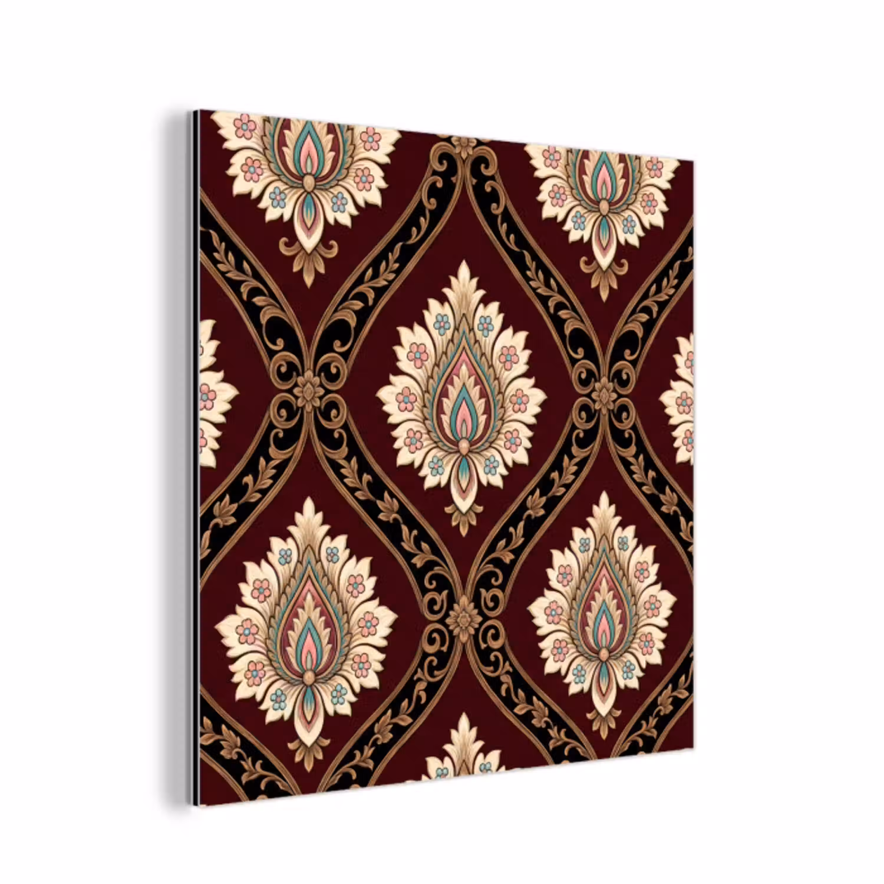 Patroon - Bloemmotief - Decoratie - Klassiek - Rood aluminium wit klein -3d