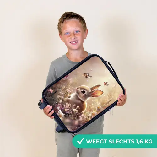Bloemen - Bruin - Konijntje - Vlinder Kinderkoffer - Zwart klein -sfeer4_NL