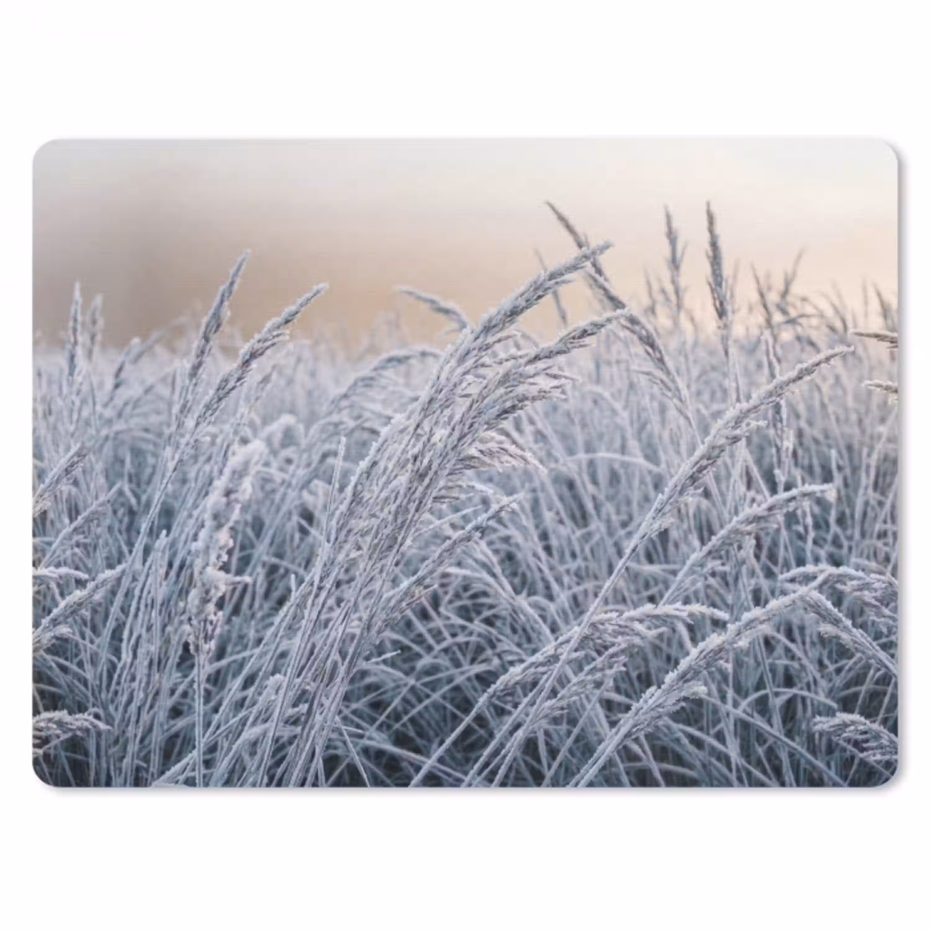 Rijp - Gras - Kristallen - Winter - Minimalistisch muismat rubber klein -3d