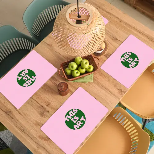 This is art - Tekst - Cirkel - Groen Placemat vinyl groot -zzsfeer5_Kitchenyeah-website
