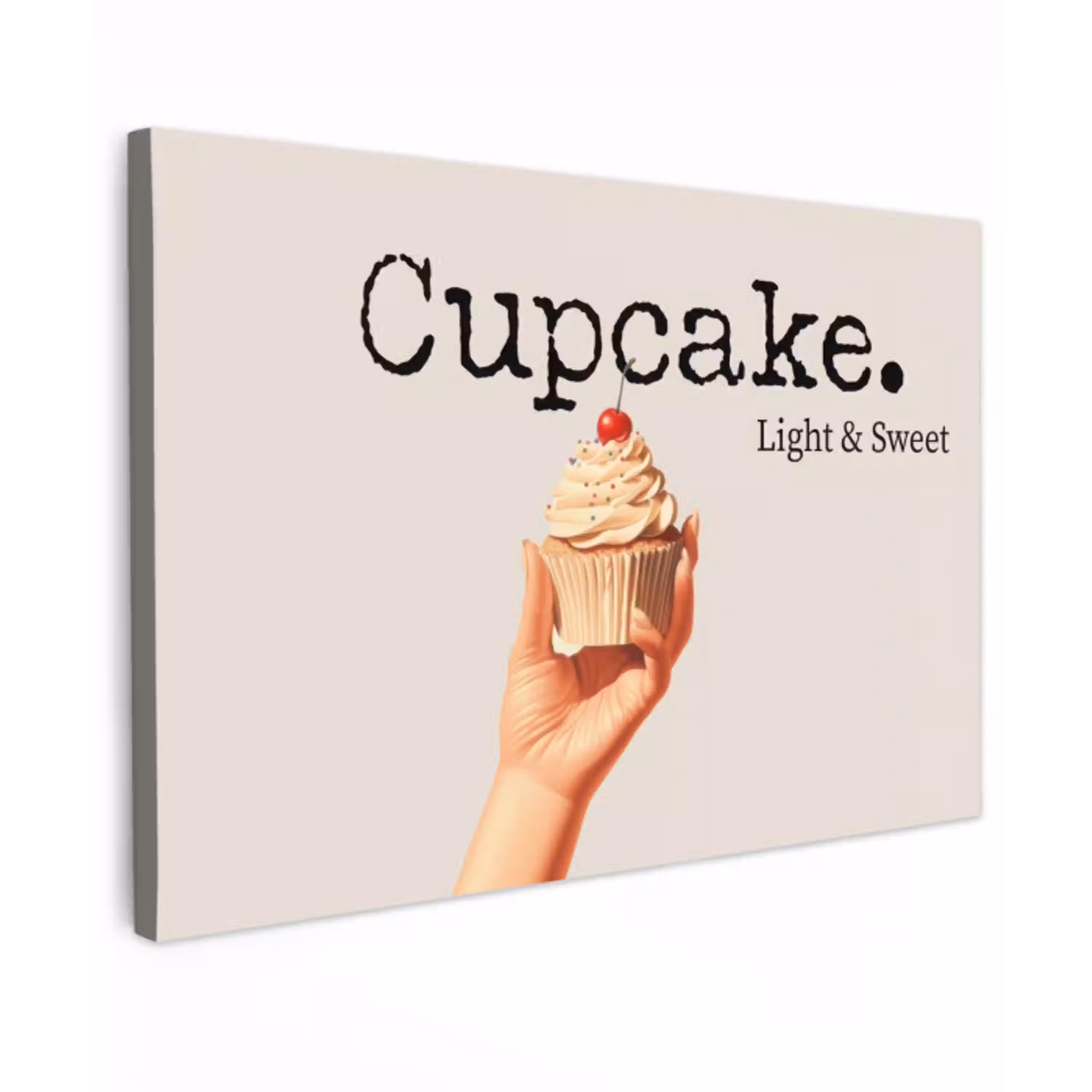 Cupcake - Zoet - Kers Tuinposter op houten frame 2 cm dik klein -3d