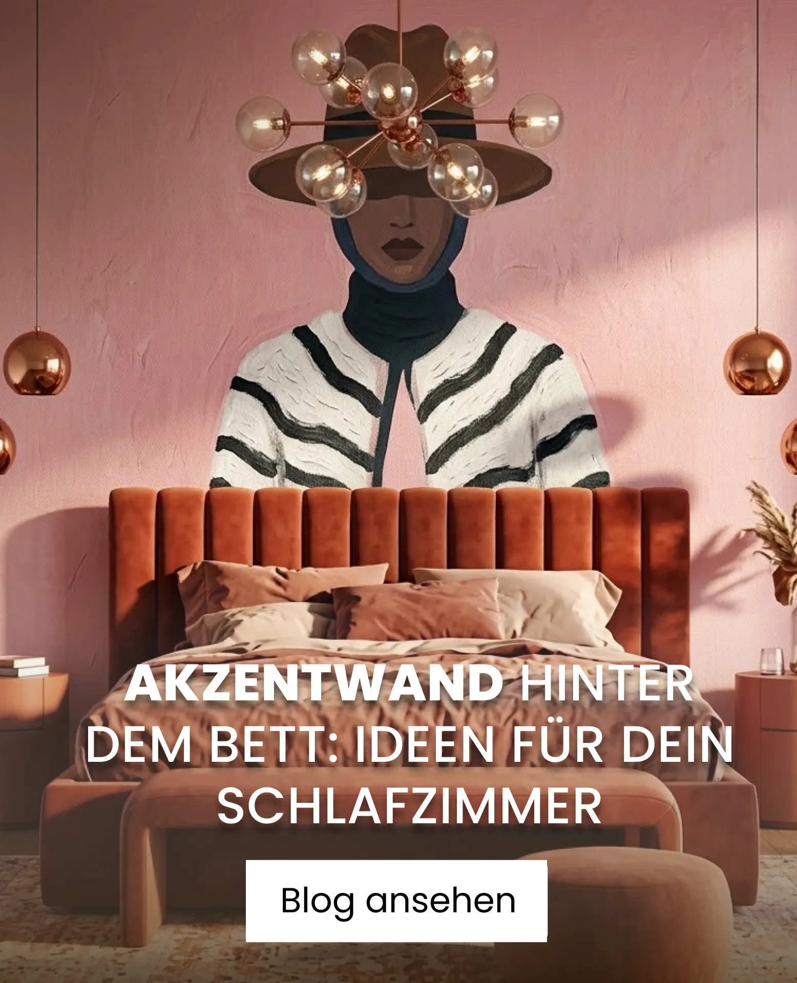 Schlafzimmer mit rosa Tapetendesign